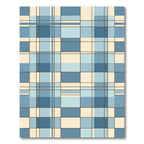 Blue Geometric Grid Plaid Check Rug