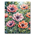 Soft Peach Anemone Floral Bloom Rug