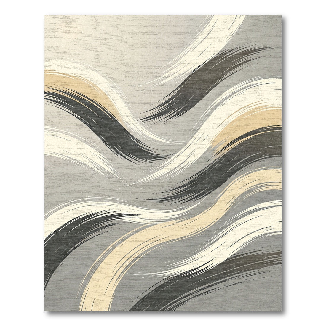 Minimalist Gray and Beige Swirling Waves Rug