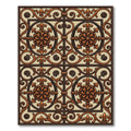 Ornate Brown Medallion Fleur-de-lis Grid Rug