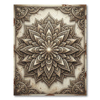 Ornate Golden Floral Layered Mandala Rug