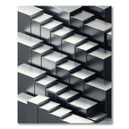 Monochromatic Metallic Geometric Block Art Rug