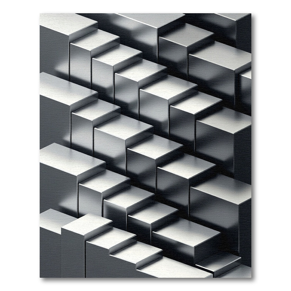 Monochromatic Metallic Geometric Block Art Rug