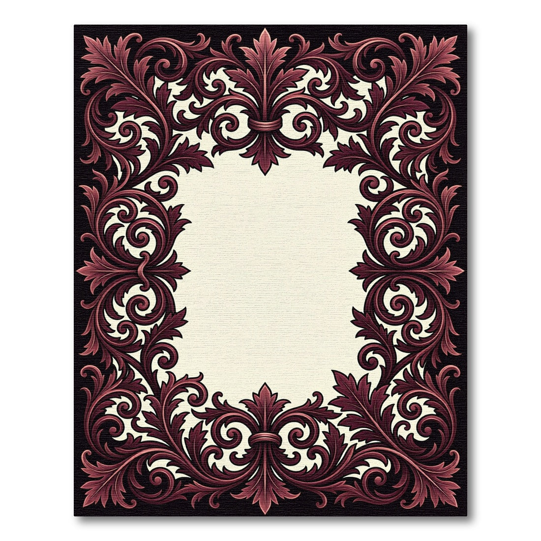 Ornate Burgundy Victorian Acanthus Scroll Rug