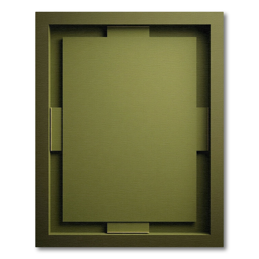 Olive Green Layered Geometric Rectangle Rug