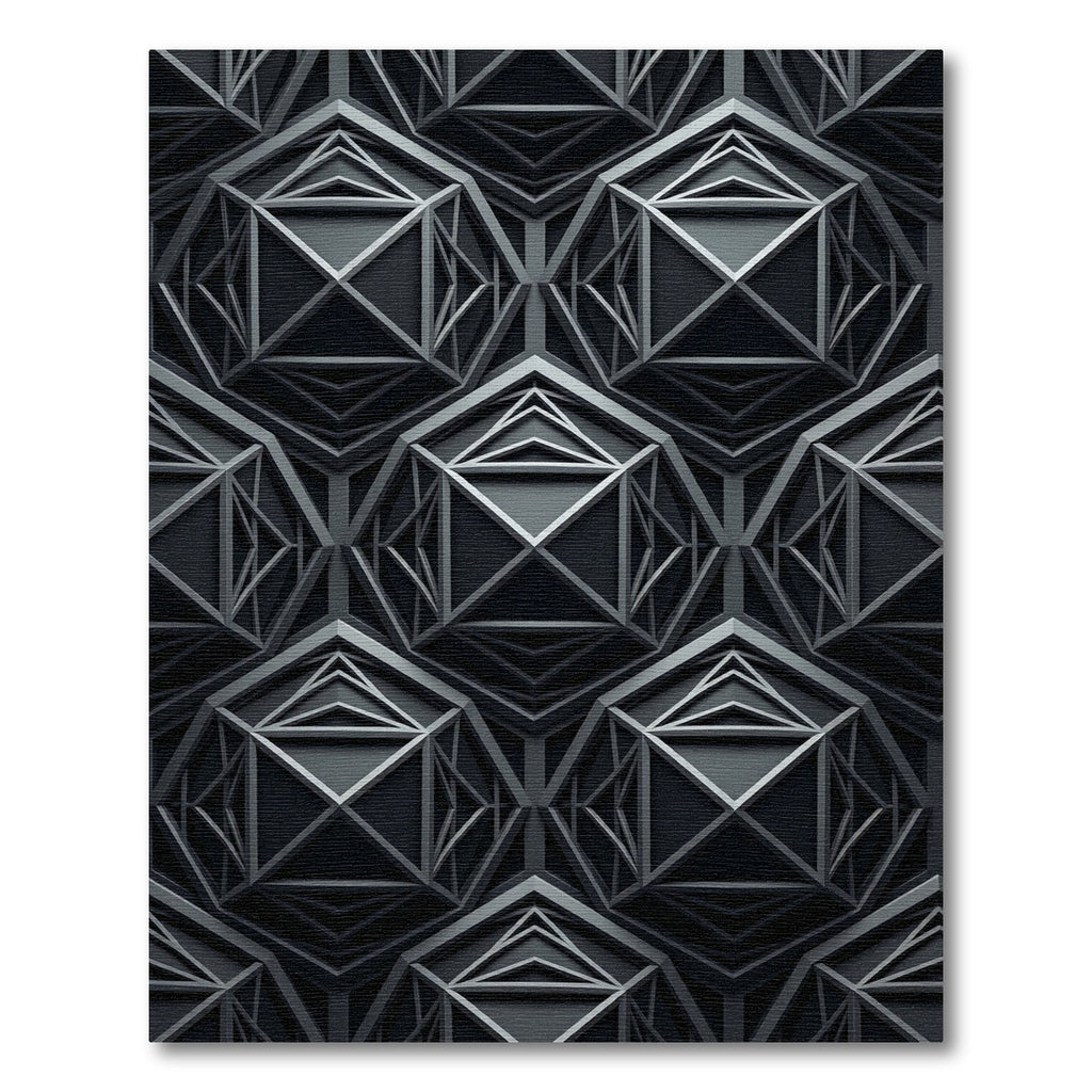 Monochromatic Geometric Structure Overlay Rug