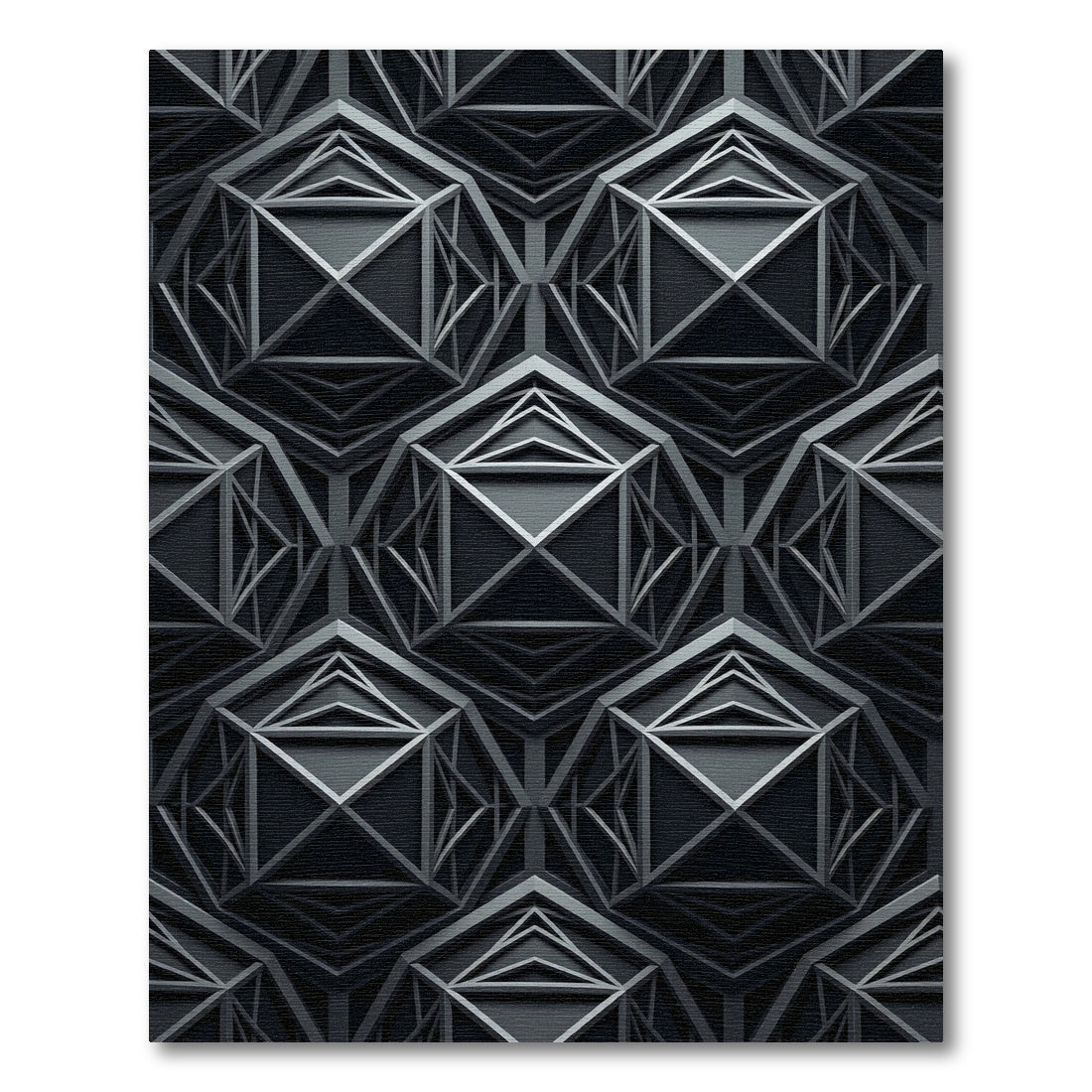 Monochromatic Geometric Structure Overlay Rug