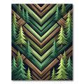 Green Pine Forest Chevron Abstract Rug