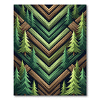 Green Pine Forest Chevron Abstract Rug