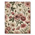 Vintage Romantic Blush Floral Botanical Art Rug