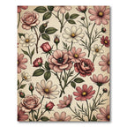 Vintage Romantic Blush Floral Botanical Art Rug