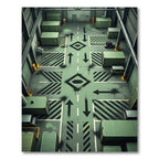 Industrial Green Directional Arrow Ground Rug