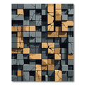 Textured Ochre and Slate Geometric Blocks Rug