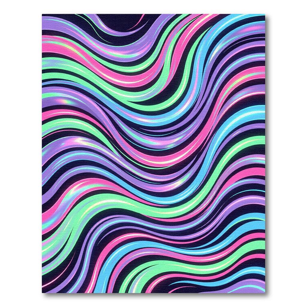 Vibrant Neon Abstract Iridescent Wave Rug