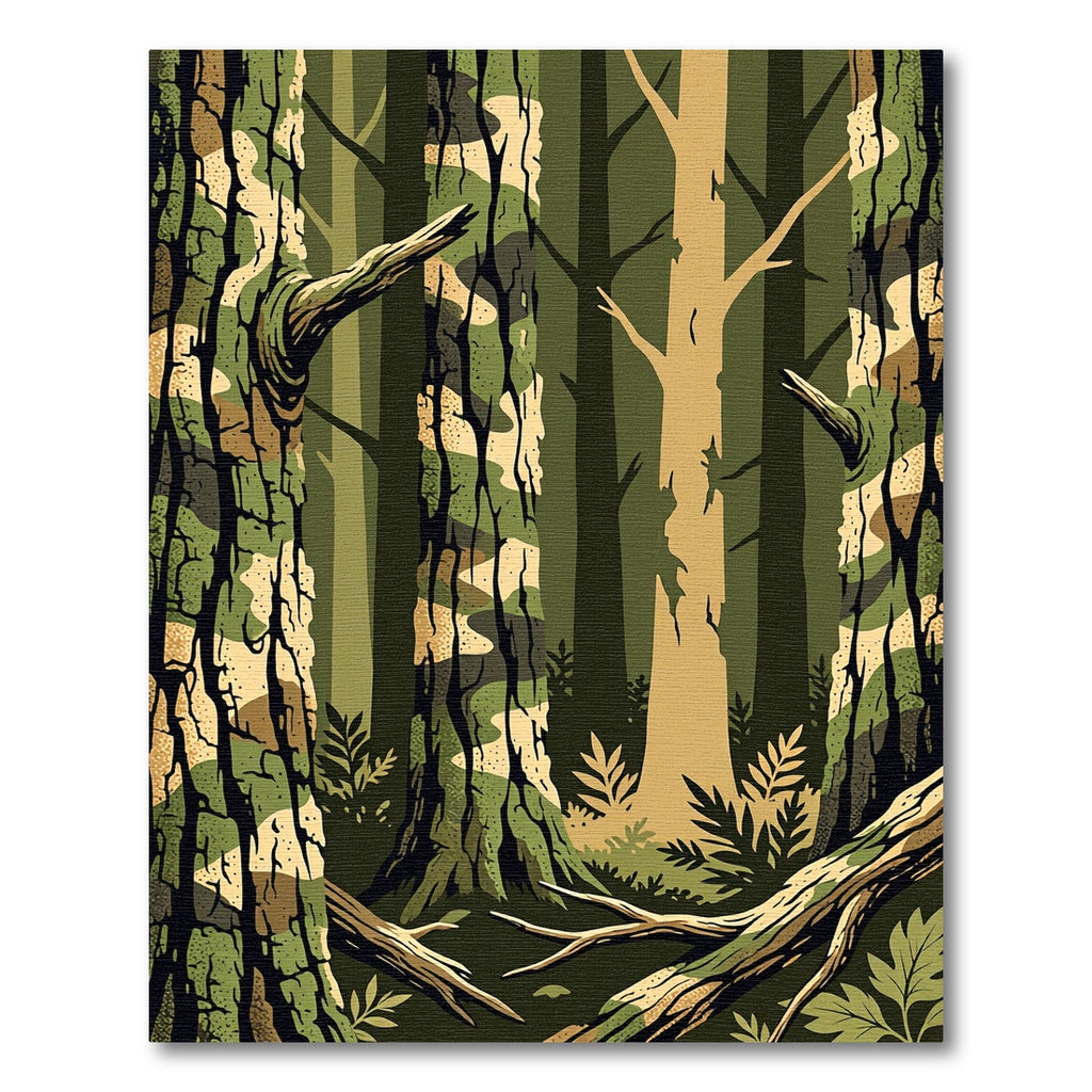 Camo Forest Tree Woodland Rug