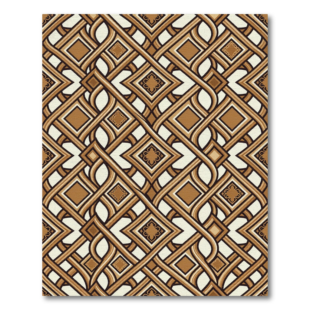 Brown And Cream Interlocking Diamond Tile Rug