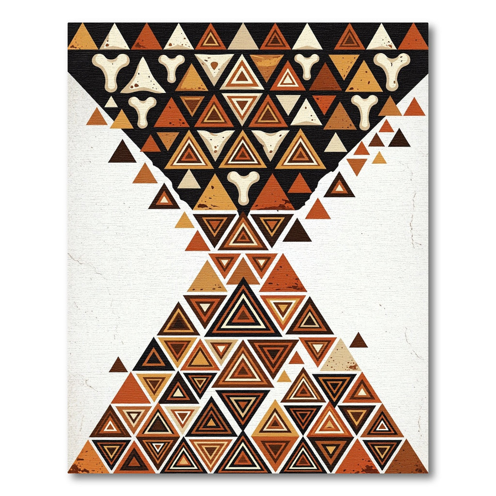 Earthy Geometric Triangle Bone Abstract Art Rug