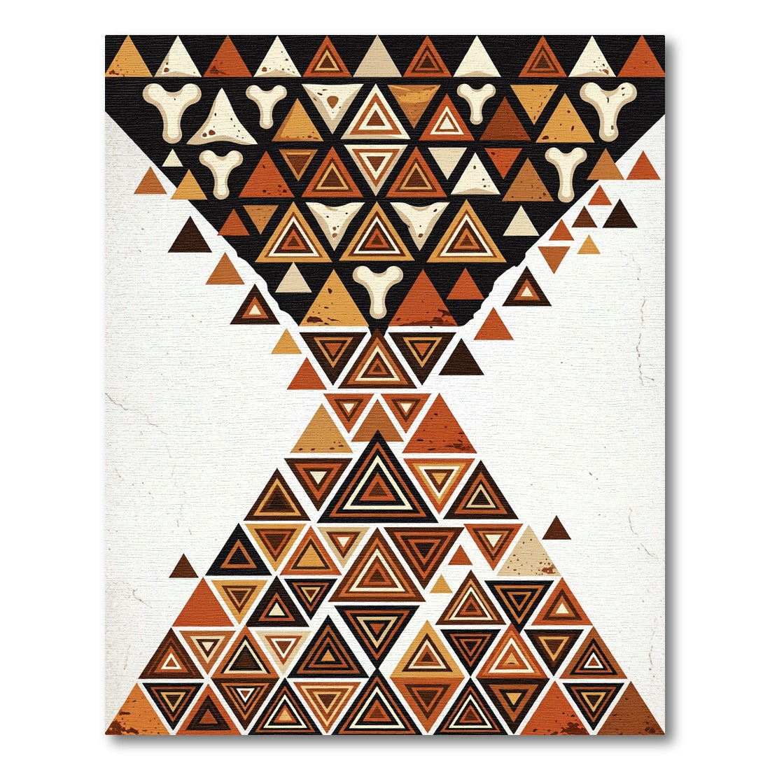 Earthy Geometric Triangle Bone Abstract Art Rug