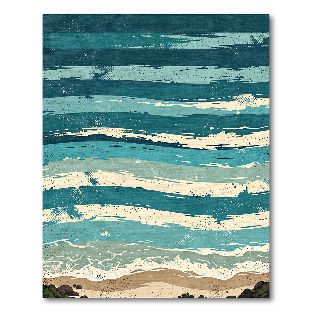 Abstract Teal and Cream Wave Ocean Rug