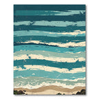 Abstract Teal and Cream Wave Ocean Rug