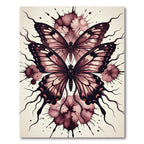 Crimson Double Butterfly Ink Splatter Rug