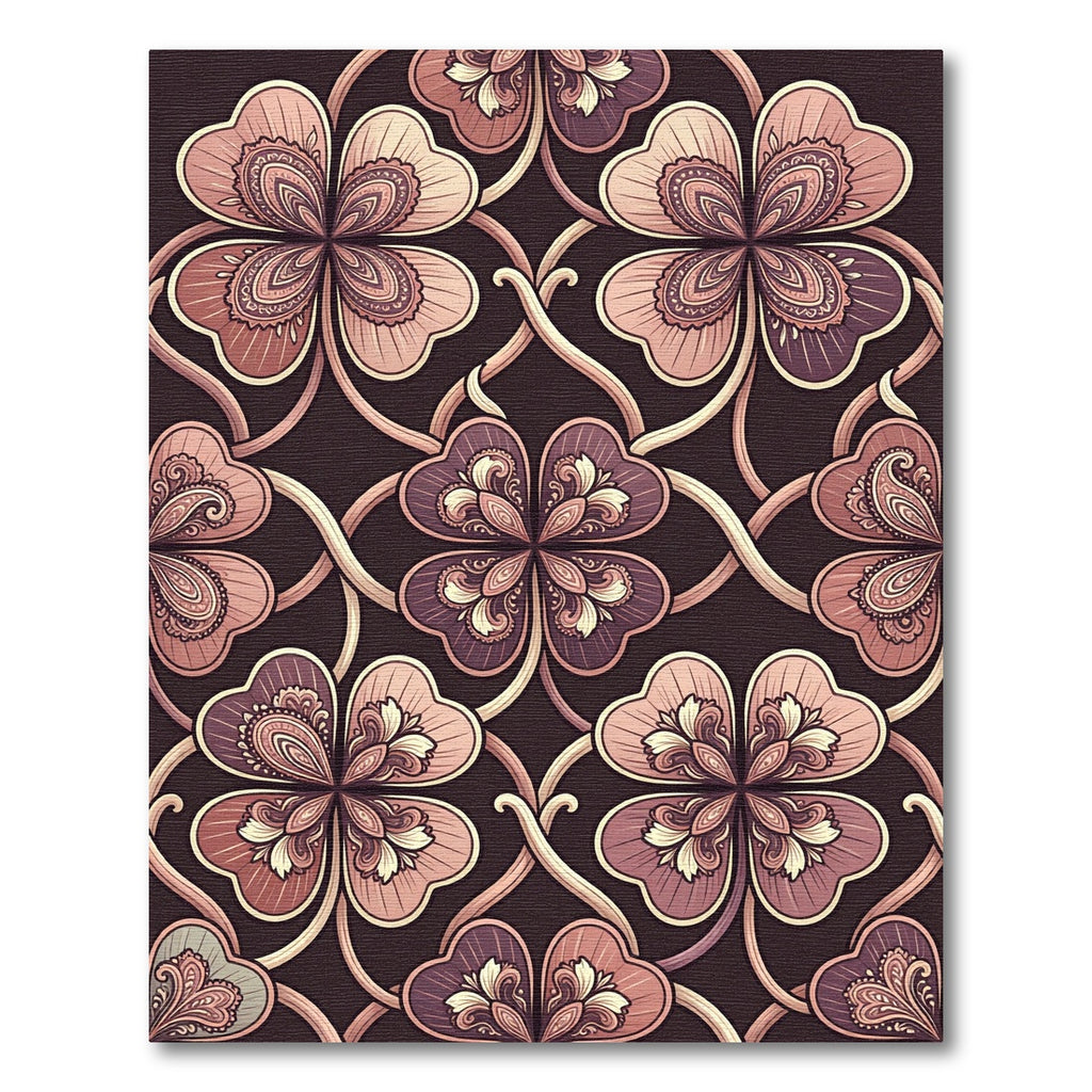Rosy Pink Clover Medallion Tapestry Rug