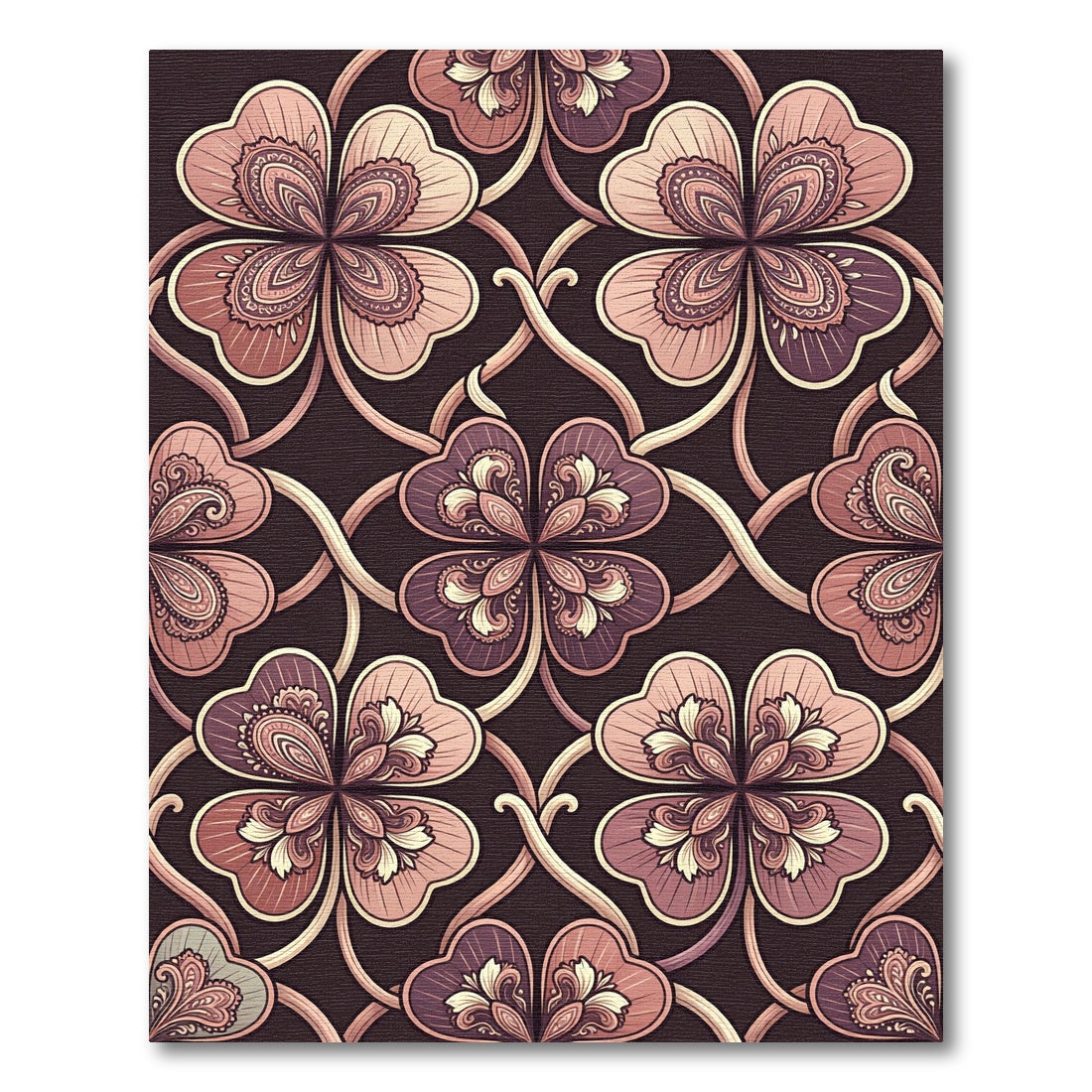 Rosy Pink Clover Medallion Tapestry Rug
