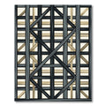 Geometric Lattice Dark Gray and Tan Rug