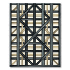 Geometric Lattice Dark Gray and Tan Rug
