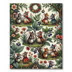 Whimsical Mouse Tea Party Garden Illustration Rug