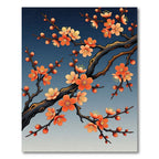 Coral Cherry Blossom Branches Gradient Rug