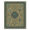 Golden Green Floral Vine Scroll Rug