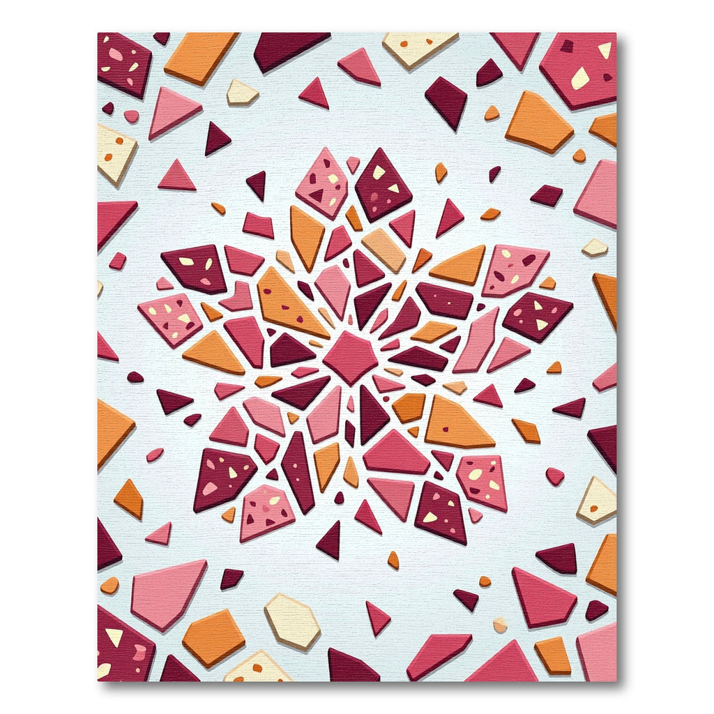 Crimson Coral Geometric Fragment Cluster Rug