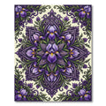 Ornate Purple Iris Floral Mandala Rug