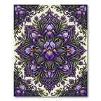 Ornate Purple Iris Floral Mandala Rug