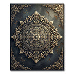 Elegant Gold Floral Ornate Medallion Rug