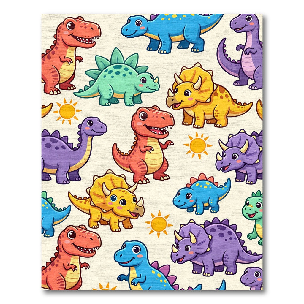 Colorful Playful Dinosaur Animal Cartoon Rug