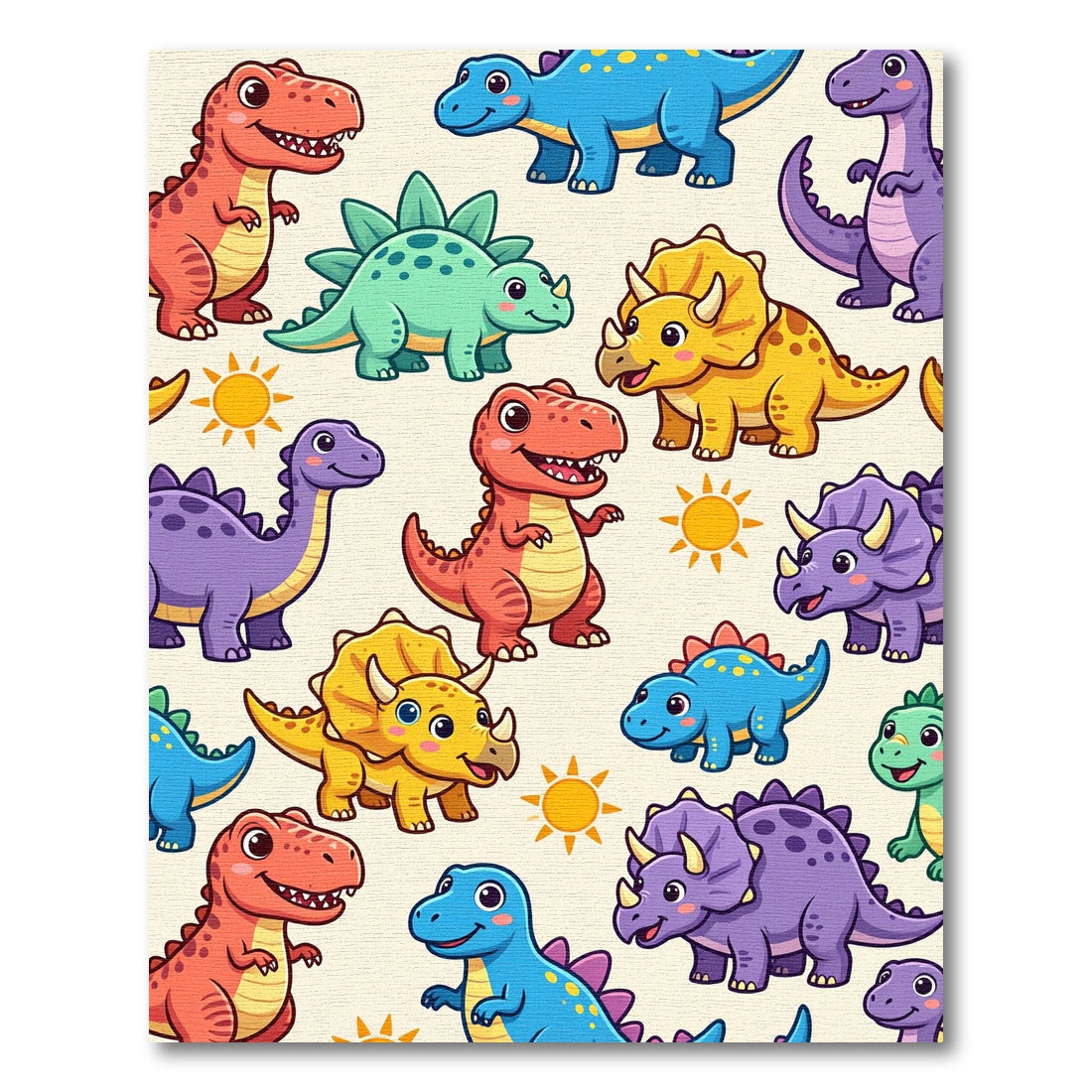 Colorful Playful Dinosaur Animal Cartoon Rug