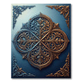 Ornate Gold and Blue Filigree Medallion Rug