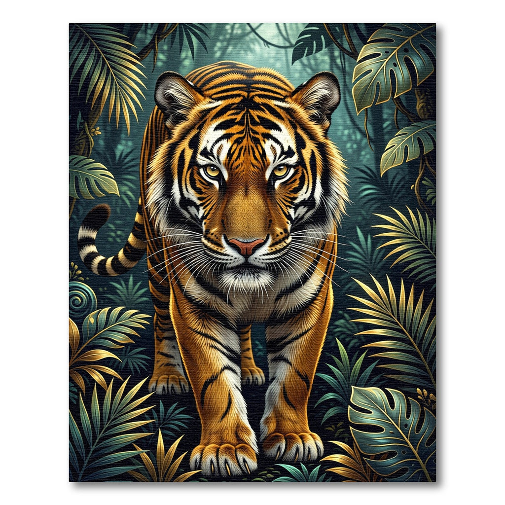 Majestic Tiger Tropical Jungle Foliage Rug