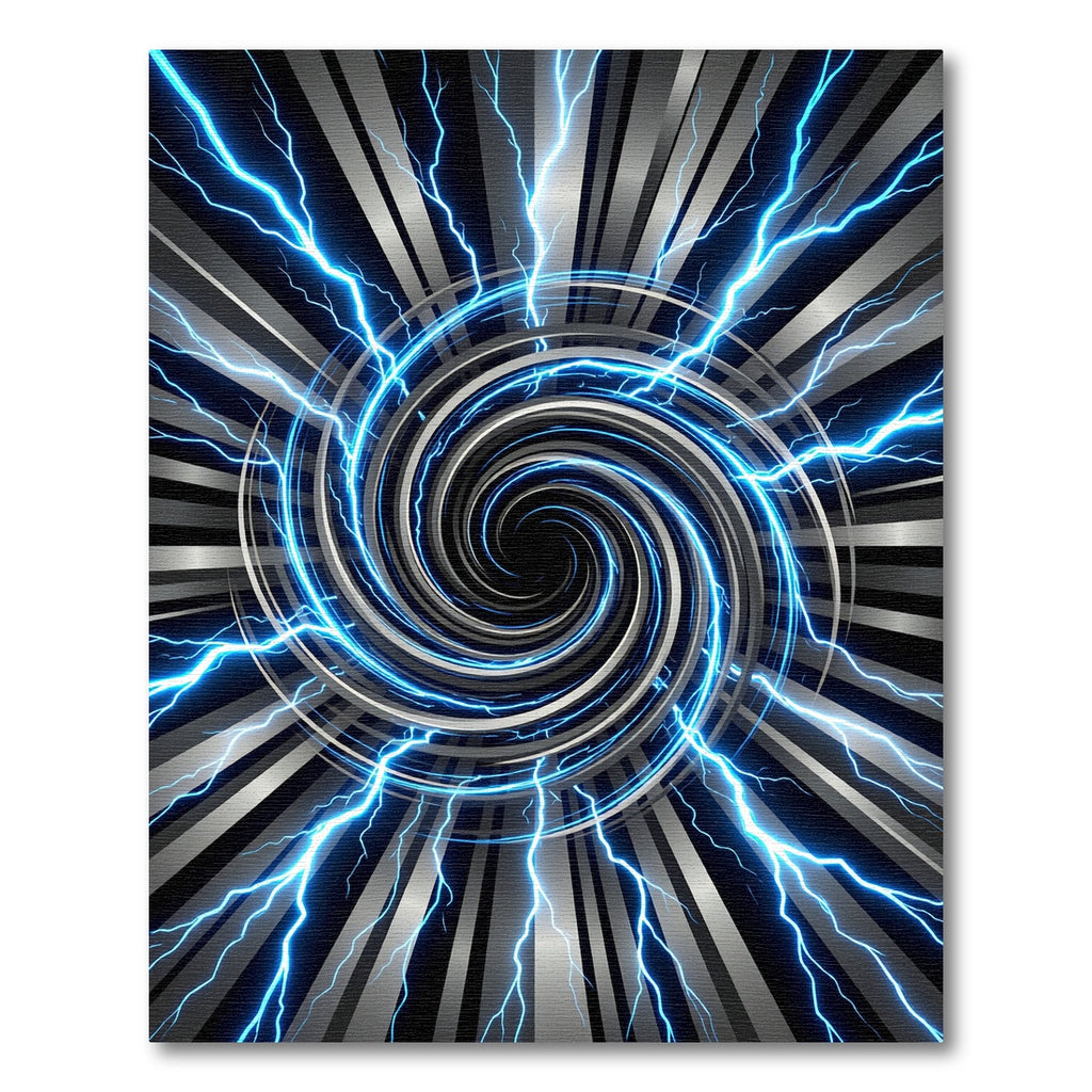 Electric Blue Vortex Radial Storm Rug