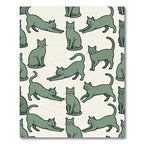 Sage Green Minimalist Stretching Cat Illustration Rug
