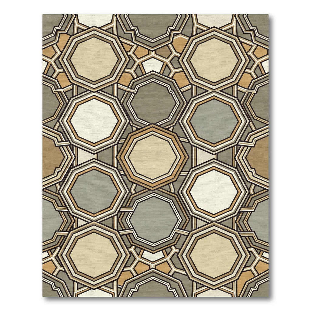 Geometric Taupe Octagon Mosaic Rug