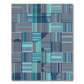 Navy Teal Striped Patchwork Blocks Rug