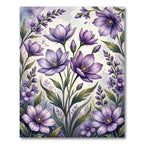 Watercolor Purple Botanical Garden Meadow Rug