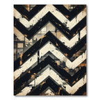 Distressed Industrial Monochrome Chevron Graphic Rug