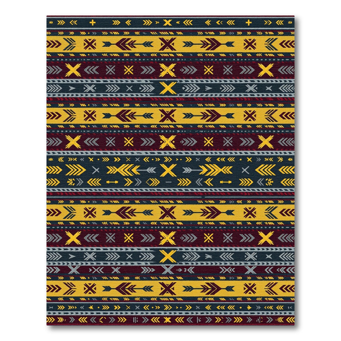 Tribal Arrow Stripes Yellow Crimson Rug