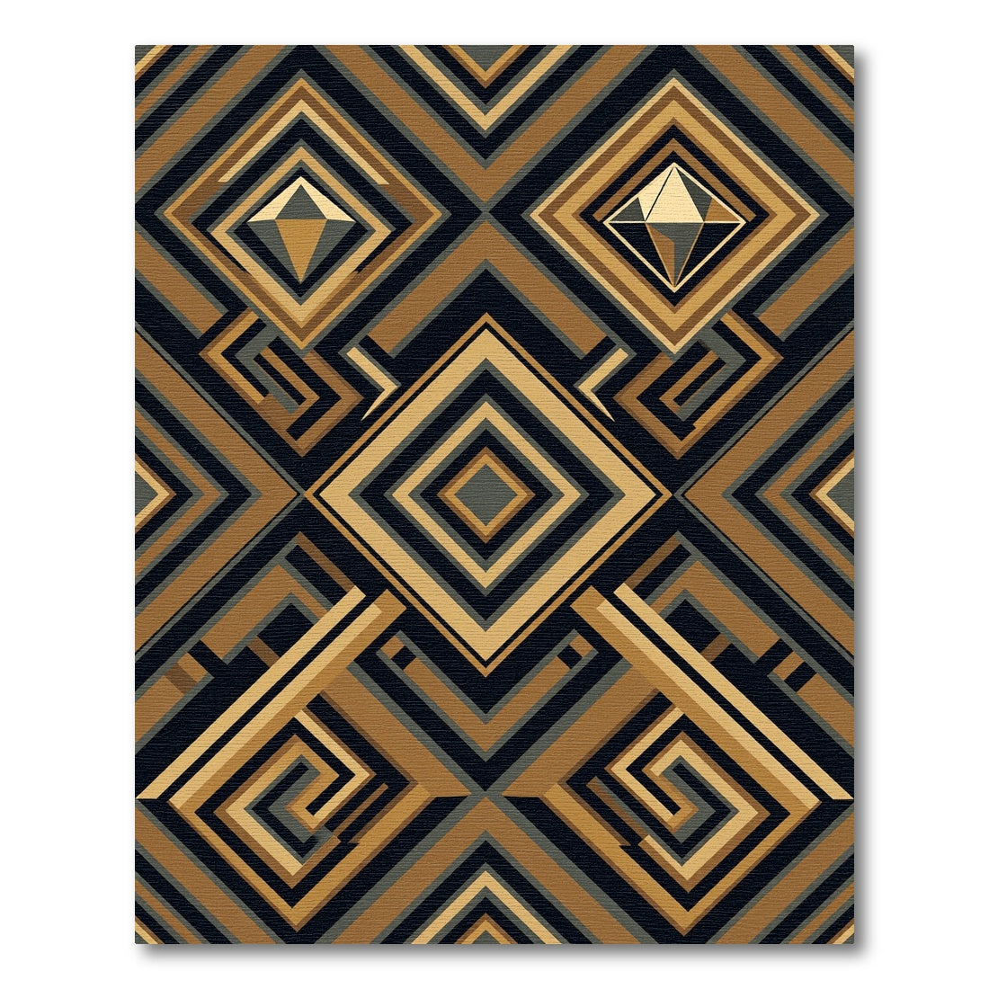Geometric Bronze Gold Art Deco Diamond Rug