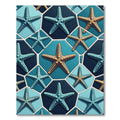Coastal Oceanic Starfish Blue Hexagon Tiles Rug