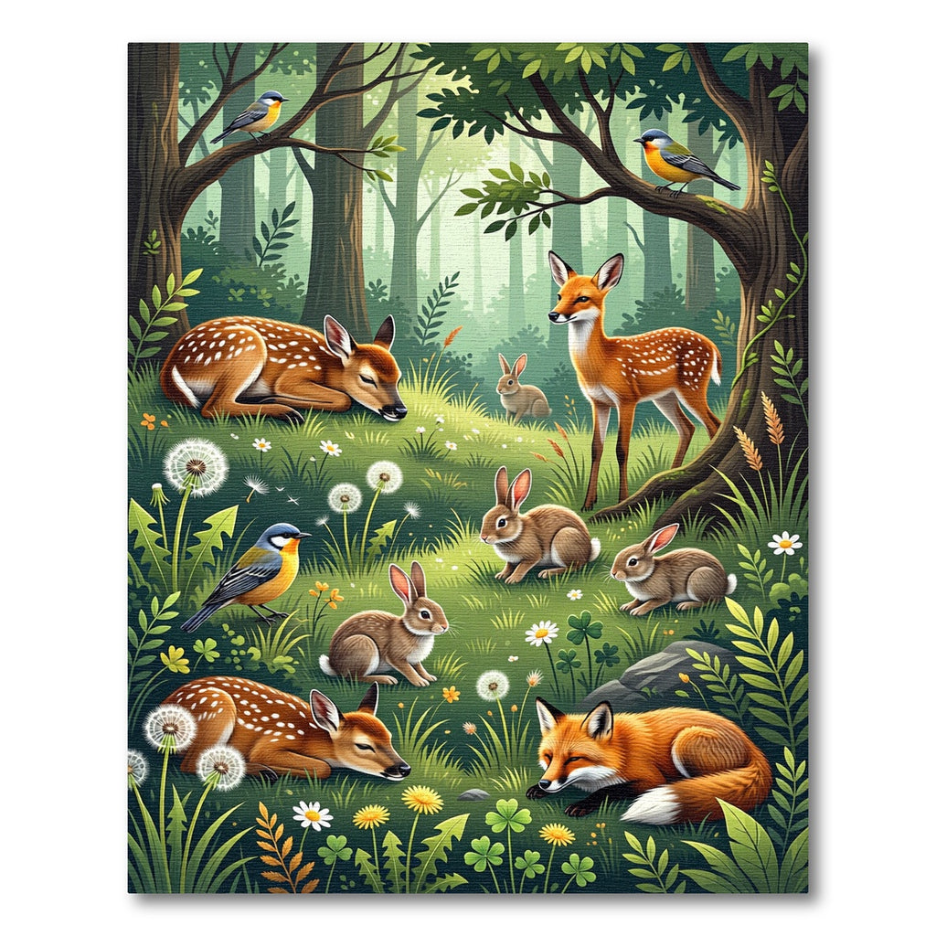 Enchanted Forest Animals Meadow Scene Rug